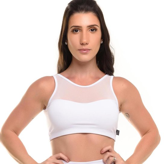 Top Com Proteção Solar Sandy Fitness Light - Feminino - Branco