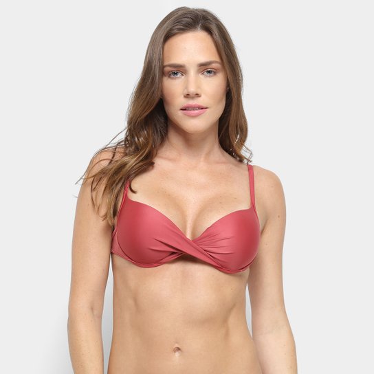 Top de Biquíni Com Bojo Cia. Marítima Liso - Vermelho