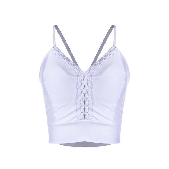 Top OutletDri Cropped Suplex Alcinha Fina Detalhe Trança No Decote - Rosa