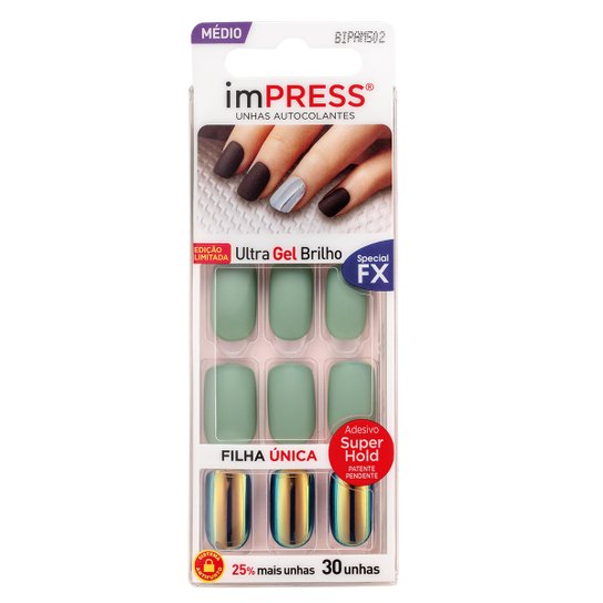 Unhas Postiças Autocolantes Kiss New York Impress Special FX Médio Respectful - Incolor