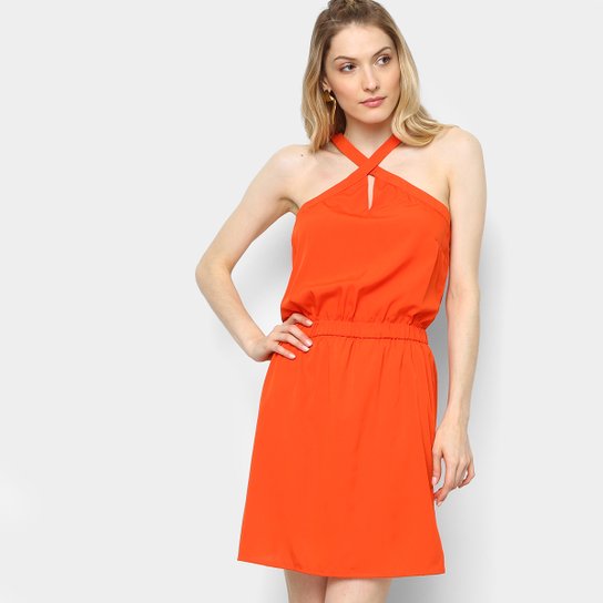 Vestido Aishty Curto Tiras Cruzadas - Laranja