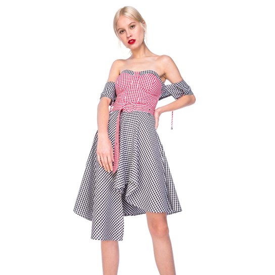 Vestido Amaro Camisaria Xadrez Vichy - Preto