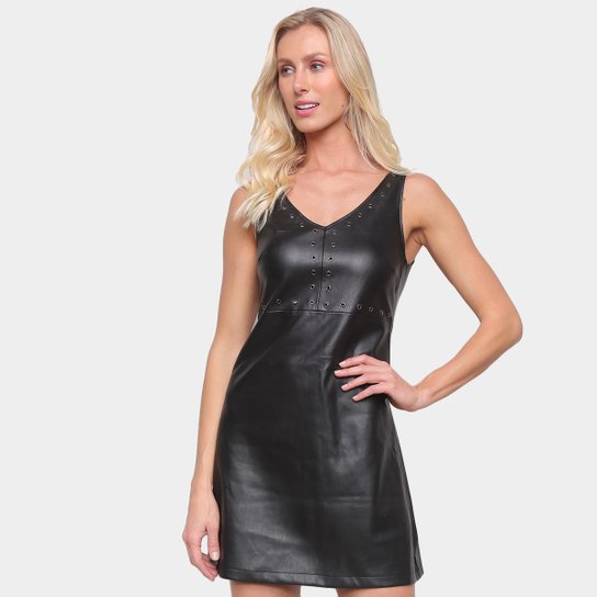 Vestido Drezzup Curto Ilhós - Preto