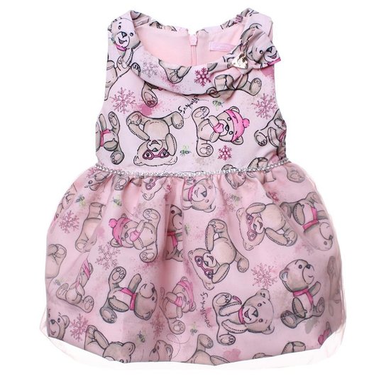 Vestido Estampado Ursinhos - Rosa