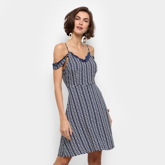 Vestido Fiya Lady Evasê Estampado - Azul