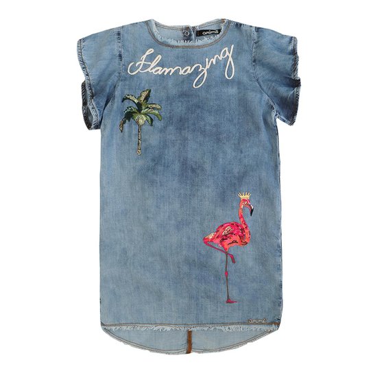 Vestido Infantil Jeans Molly Anime - Azul
