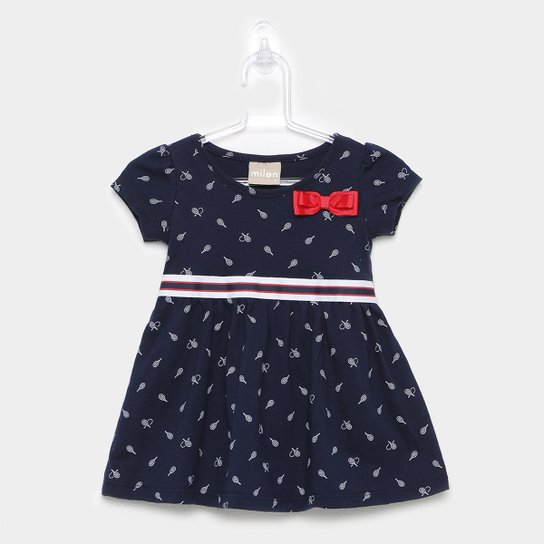 Vestido Infantil Milon Laço Raquete Tal Filha - Marinho