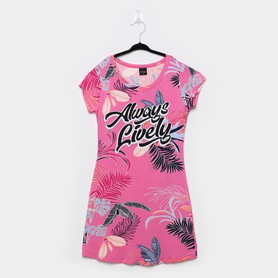 Vestido Infantil Rovitex Folhagens Tropical - Rosa