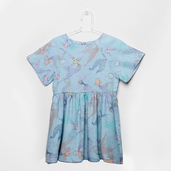 Vestido Infantil Up Baby Peixes - Azul