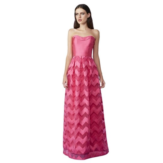 Vestido Izad saia gode em tule com faixas em zibeline - Pink