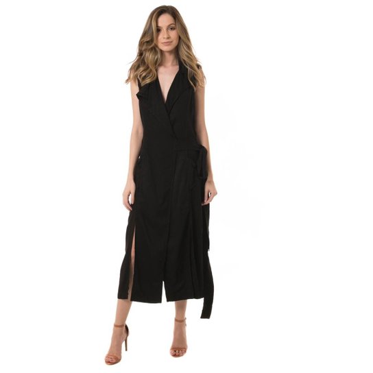Vestido Jeans Denuncia Trench Coat - Preto