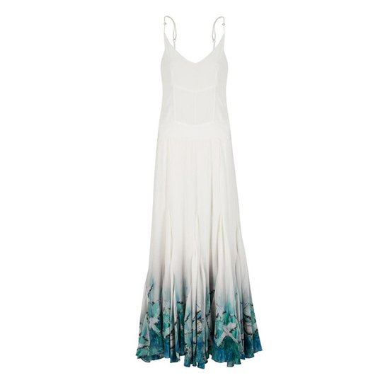 Vestido Kika Simonsen Longo Feminino - Branco+Azul