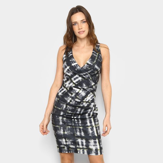 Vestido Lança Perfume Tubinho Curto com Transpasse - Preto