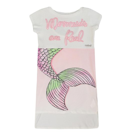 Vestido T-Dress Arte Sereia Anime - Bege