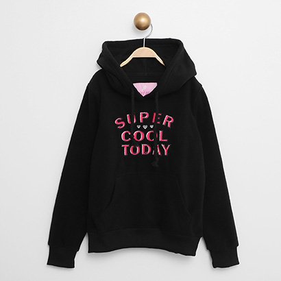 Blusa Moletom Infantil Pix Love com Capuz Cool Menina - Feminino