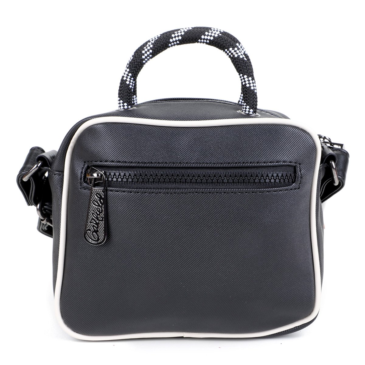 black structured crossbody bolsa