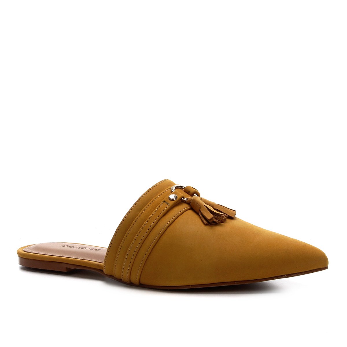 Mule Couro Shoestock Tassel Flat