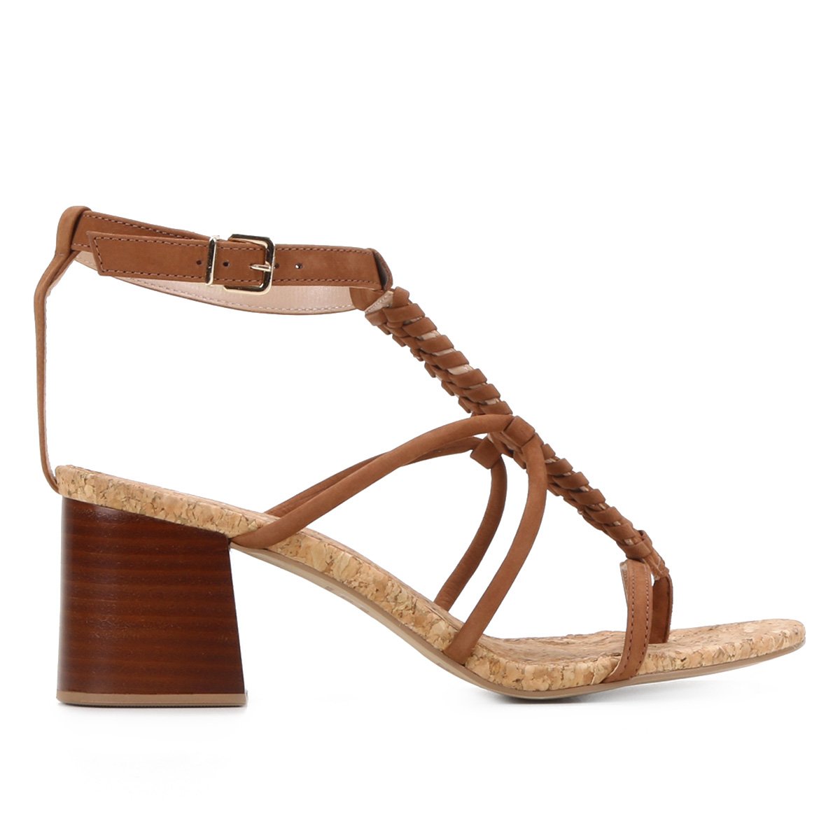 Sandália Couro Shoestock Handmade Salto Bloco Feminina