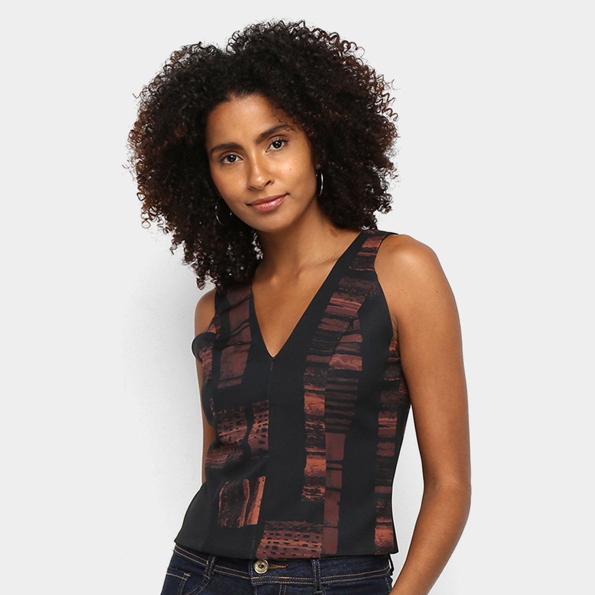 Blusa Morena Rosa Decote V Alça Detalhe Costas Feminina