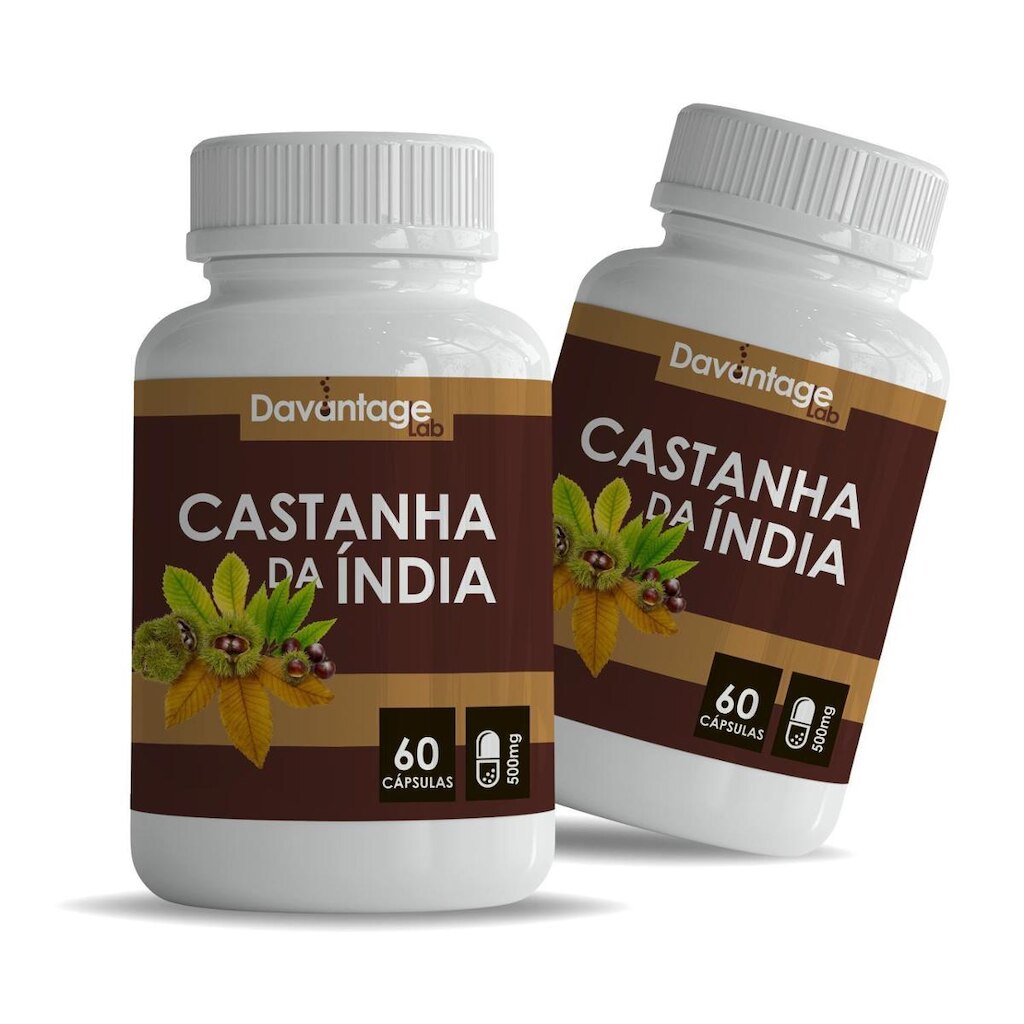 02 Potes Castanha 500mg 120 Cápsulas Índia