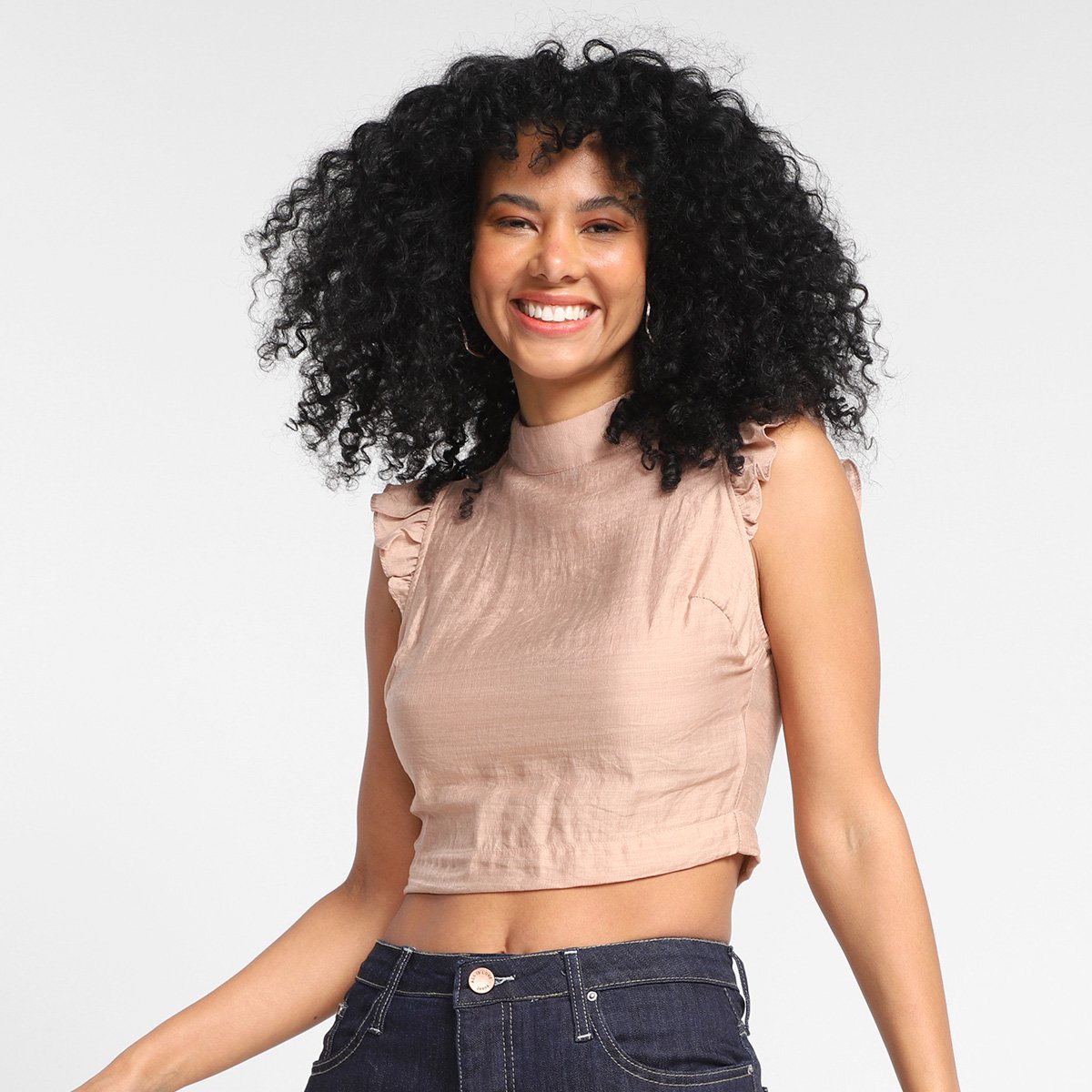 Top Cropped Loved Bianca Babado Feminino
