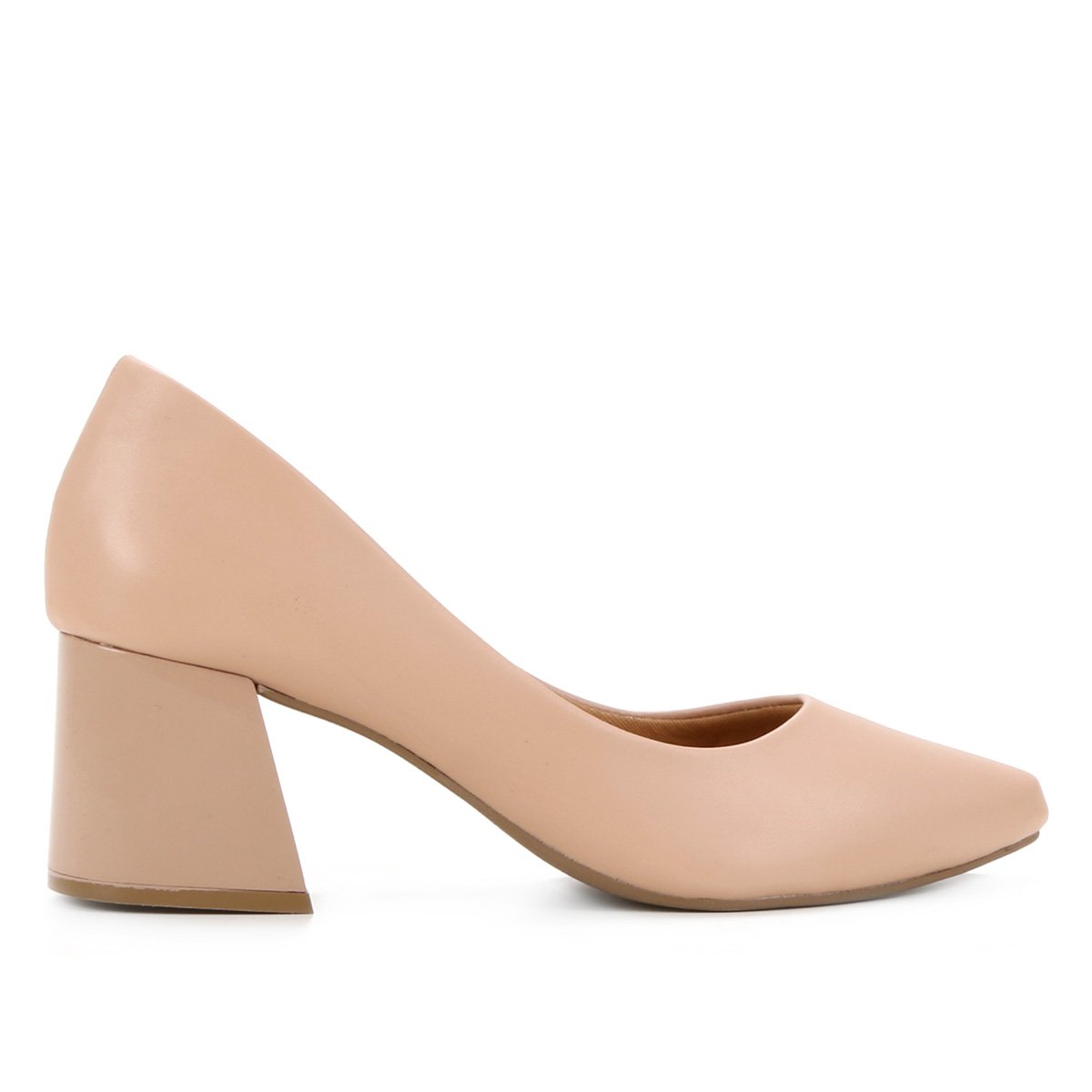 Scarpin Griffe Salto Grosso Liso Bico Fino