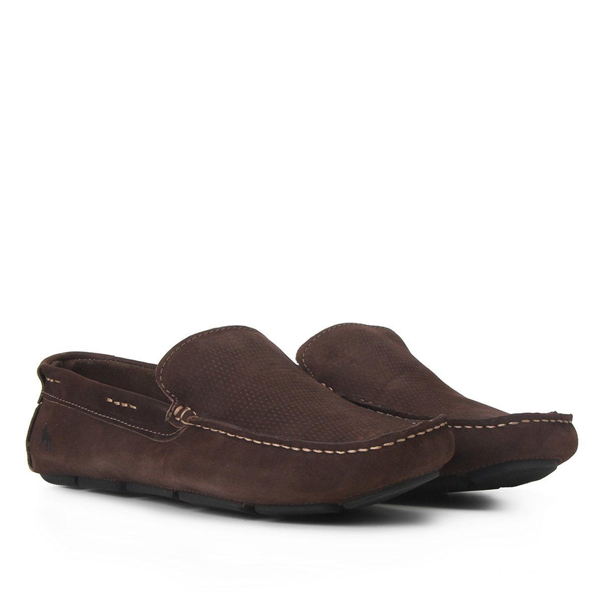 Mocassim Couro Acostamento Nobuck Com Perfuros Masculino