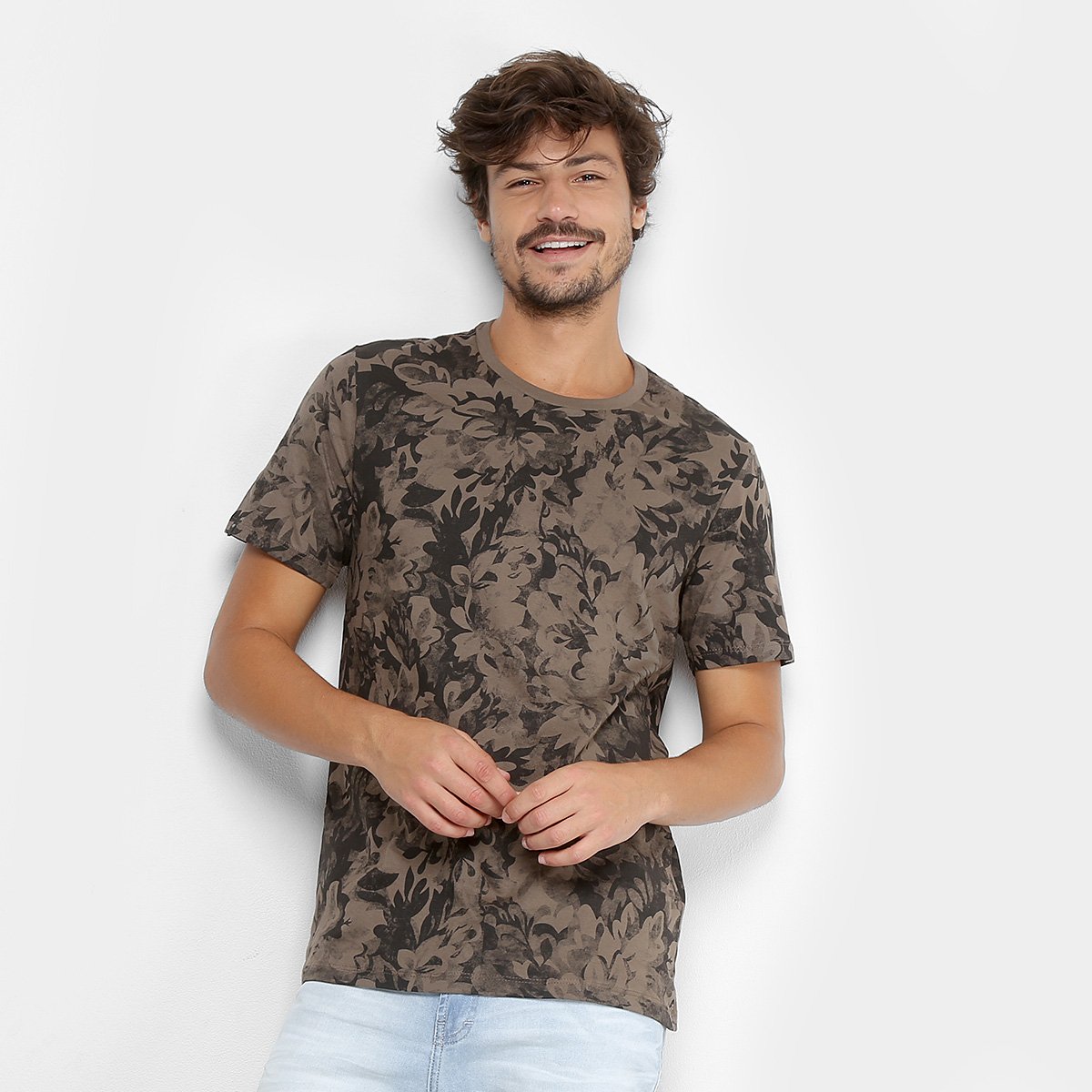 Camiseta All Free Estampada Folhagem Manga Curta Masculina