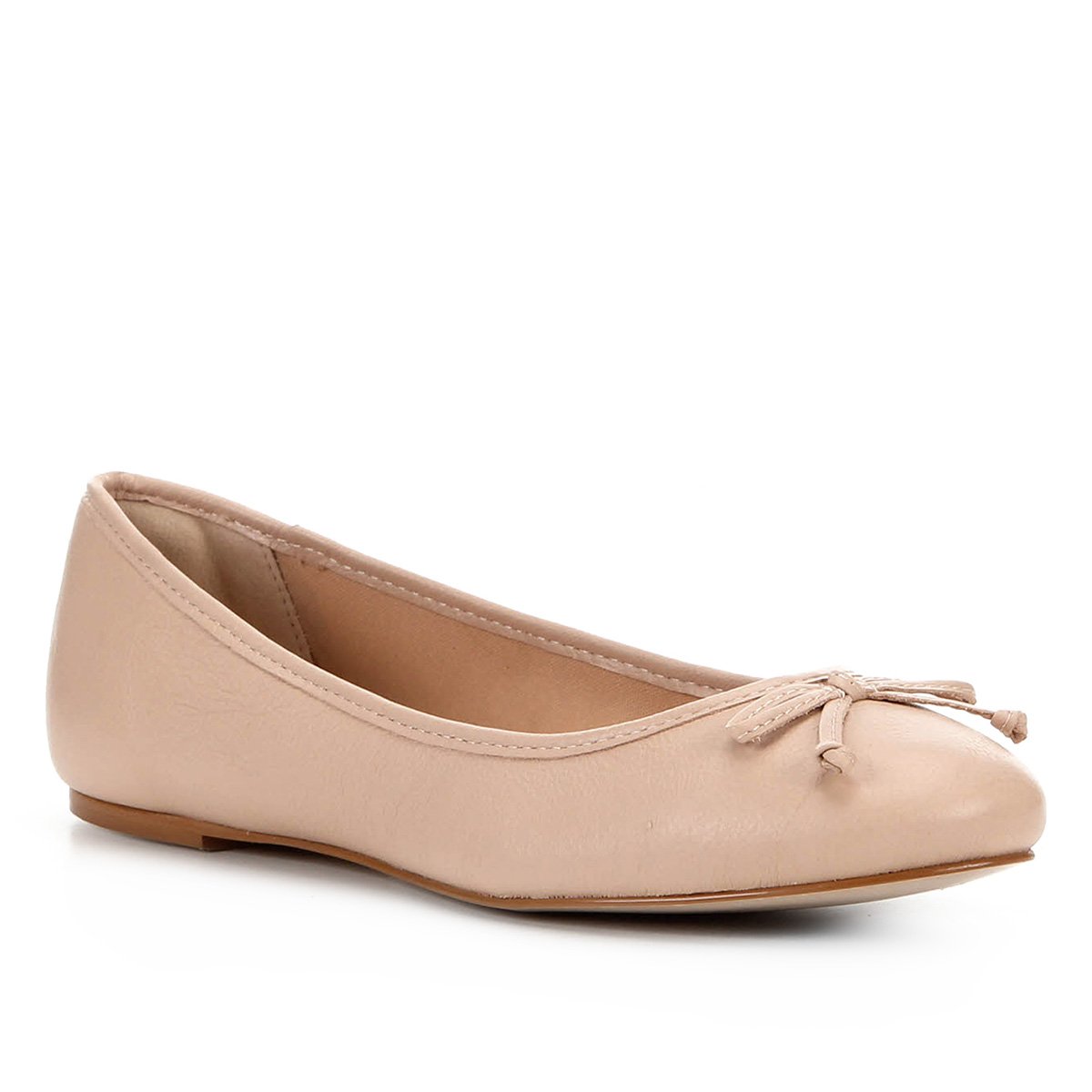 Sapatilha Couro Shoestock Laço Bico Redondo Feminina