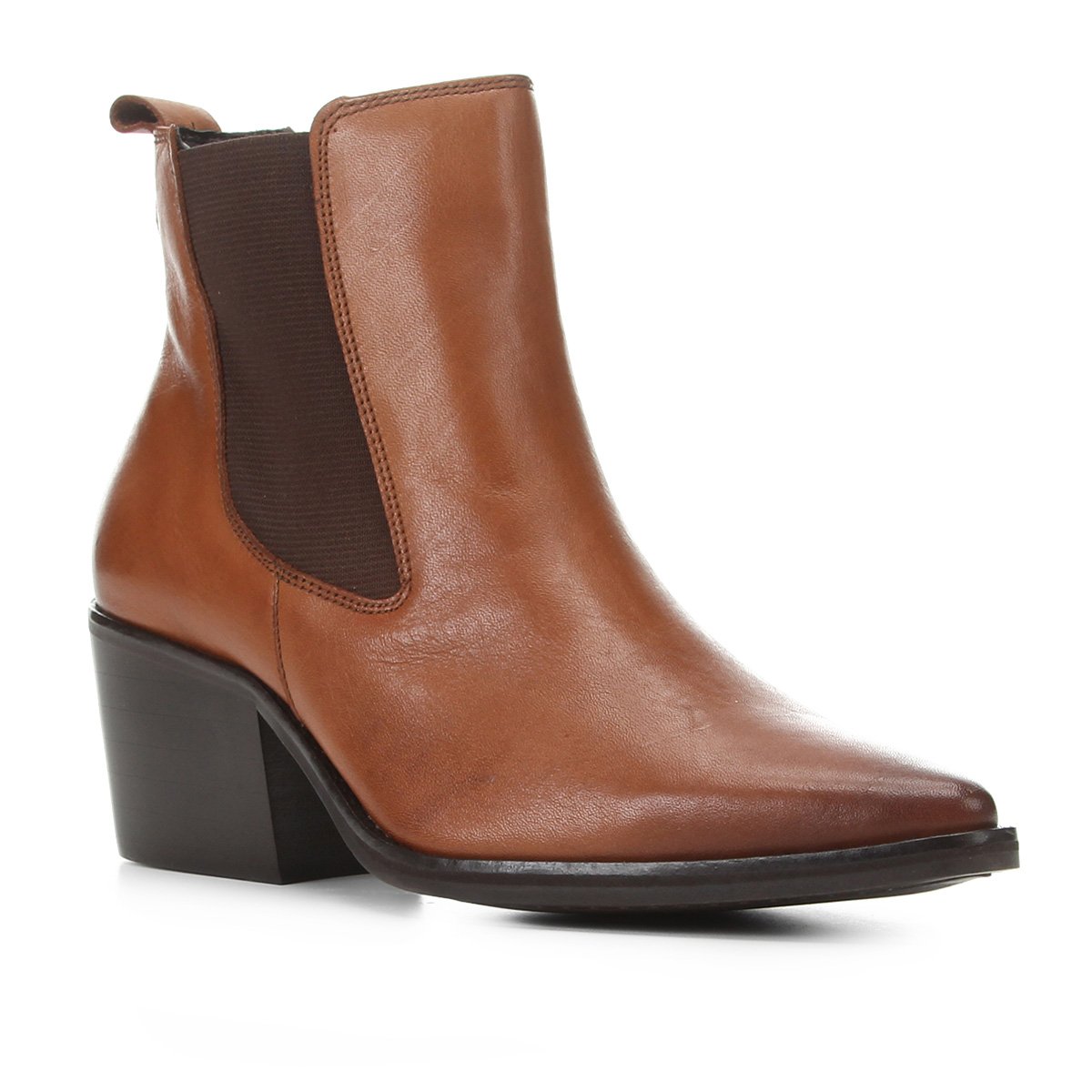 Bota Chelsea Shoestock Couro Cano Curto Feminina