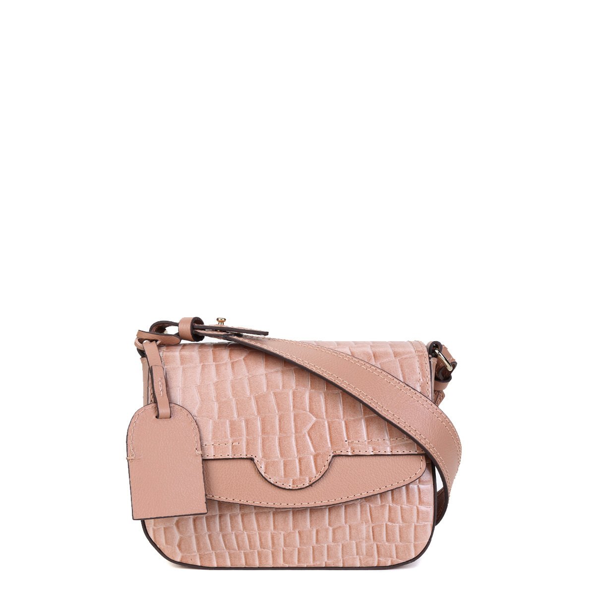 Bolsa Couro Shoestock Crossbody Estruturada Croco Feminina