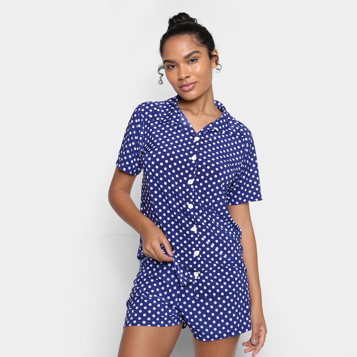 Pijama Volare Curto Bordado Poá Feminino