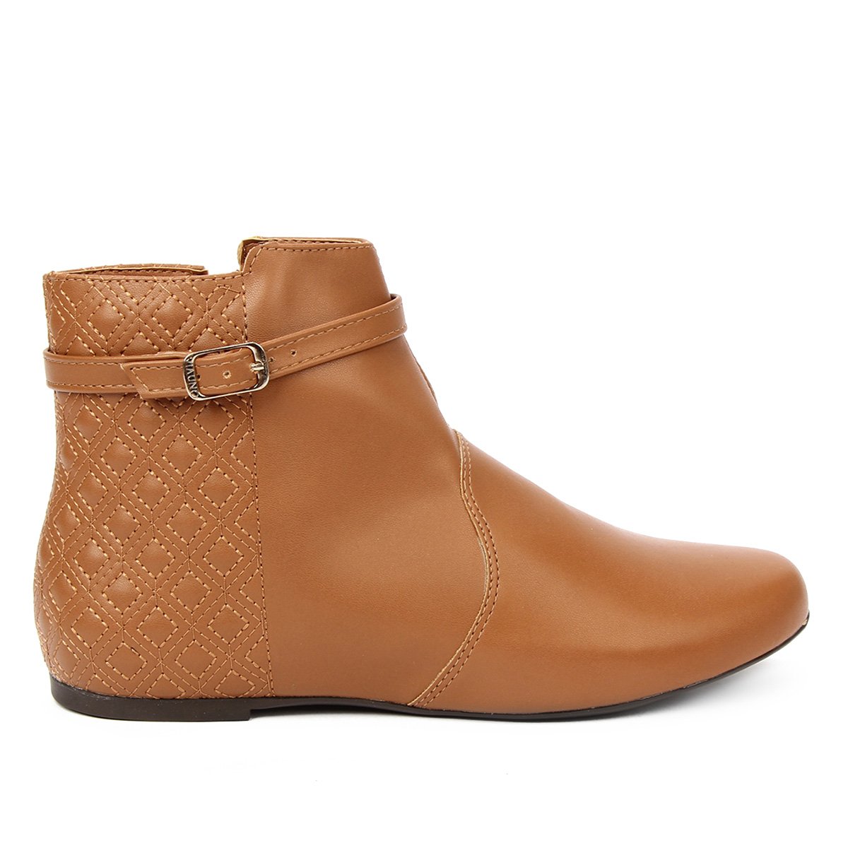Bota Cano Curto Via Uno Flat Detalhe Matelassê Feminina