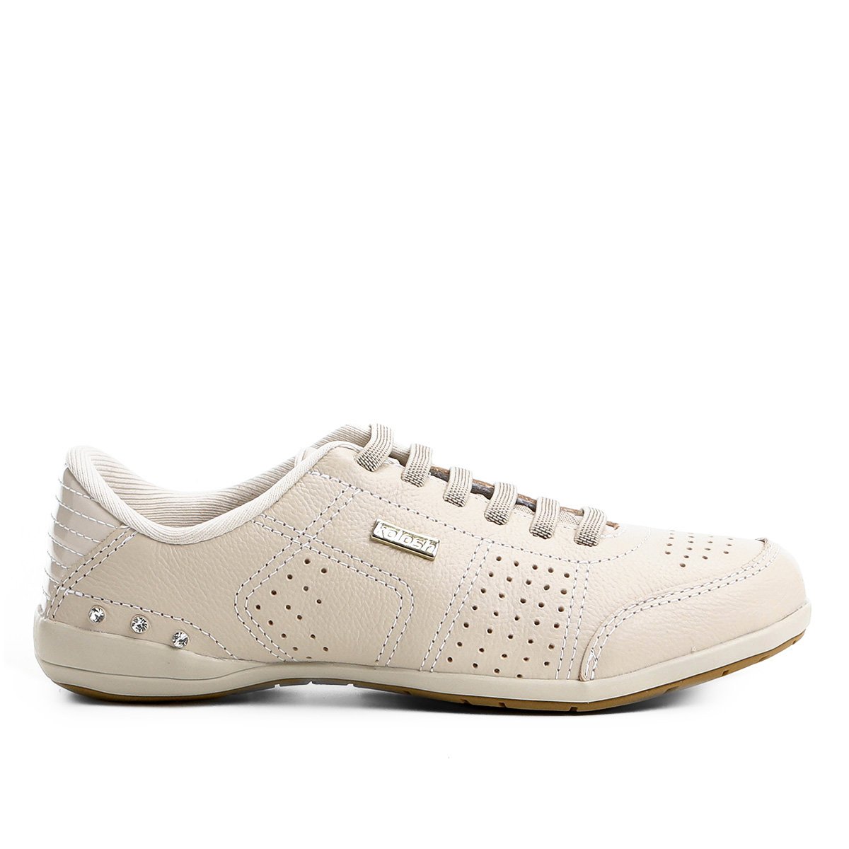 tênis couro kolosh cadarço elástico strass feminino