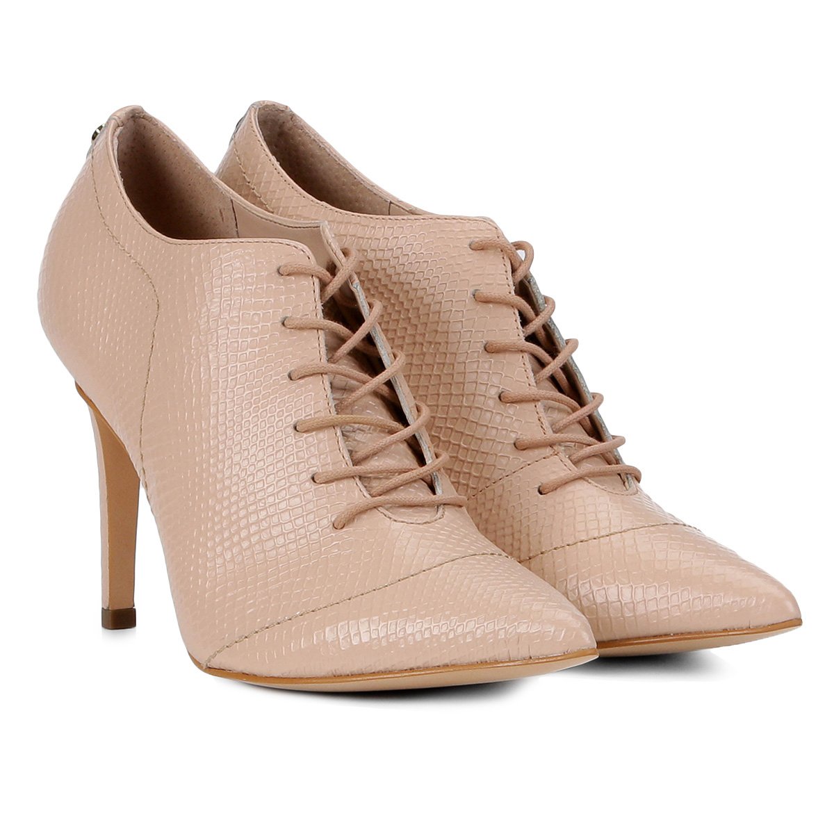 Ankle Boot Couro Jorge Bischoff Bico Fino Textura Cobra