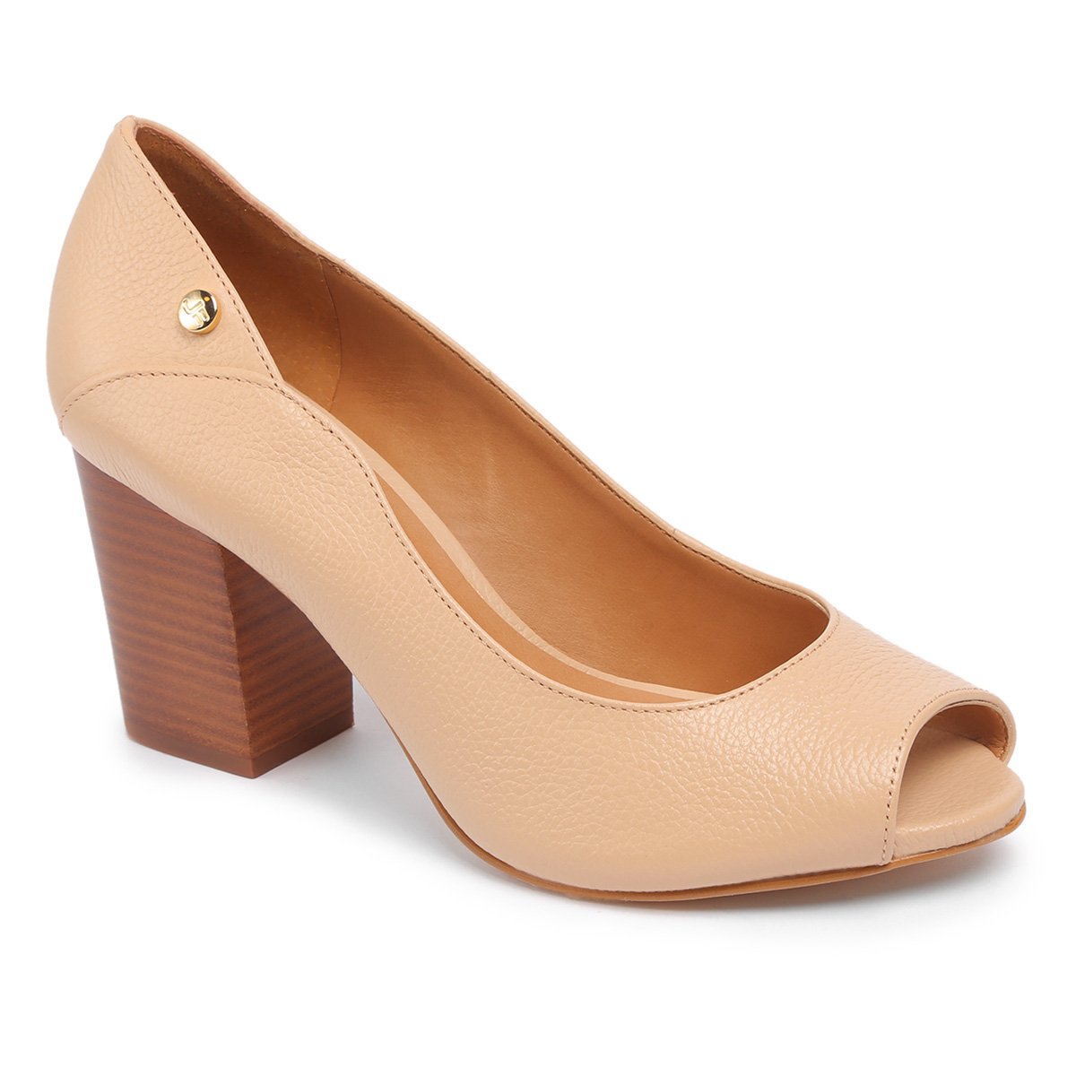 Peep Toe Couro Jorge Bischoff Salto Grosso Floater