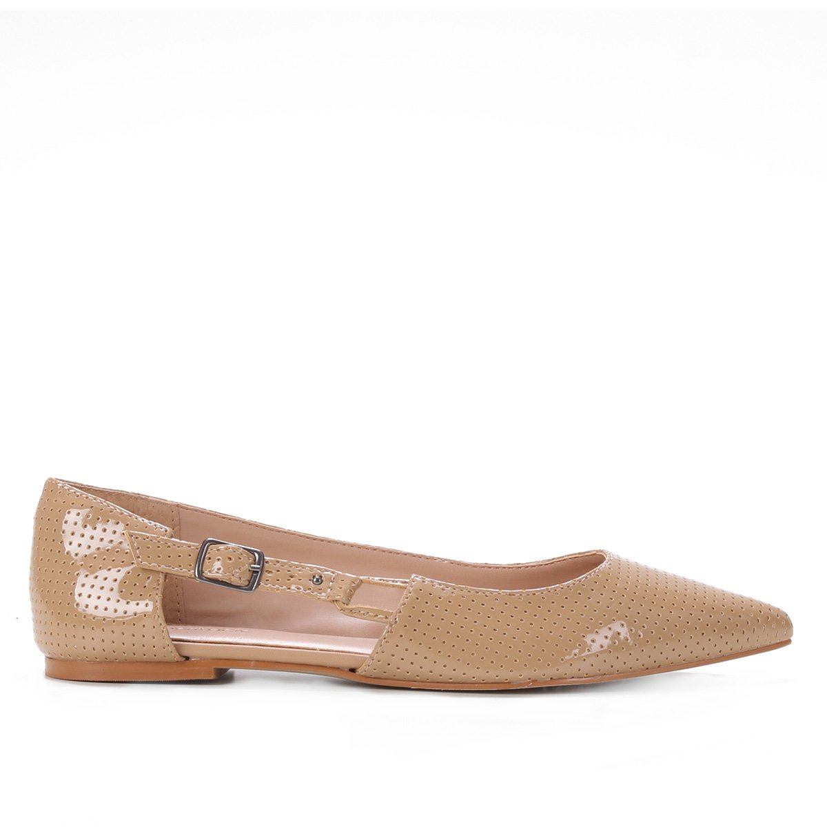 Sapatilha Shoestock Verniz Bico Fino Fivela Lateral Feminina