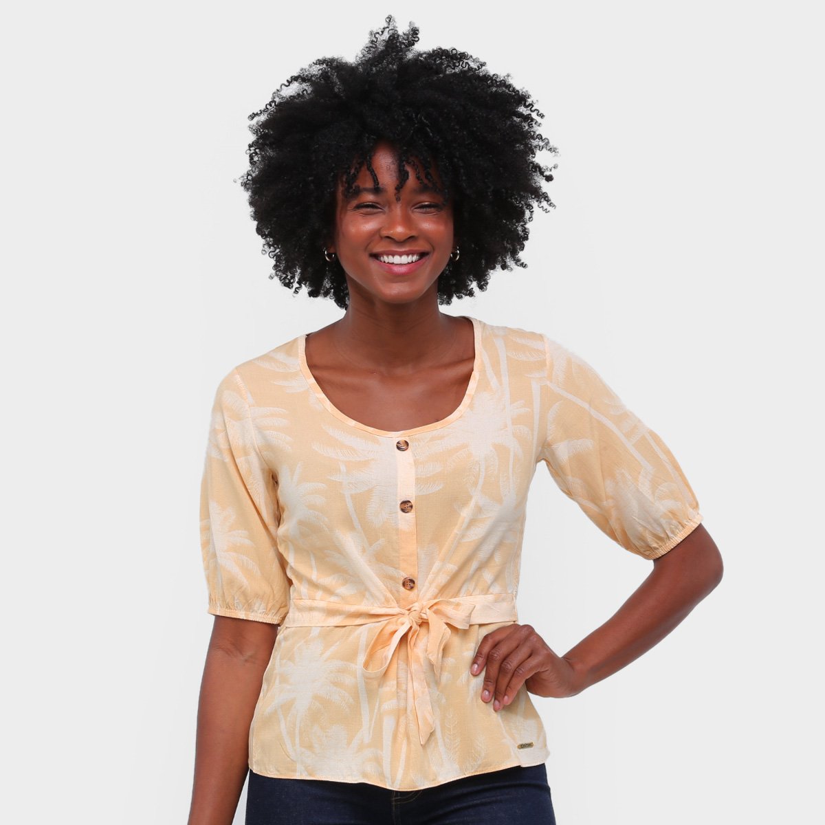 Blusa Lecimar Botões Amarração Feminina