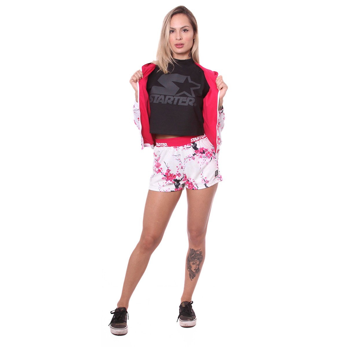 Jaqueta Starter Bomber Patch Floral Feminina
