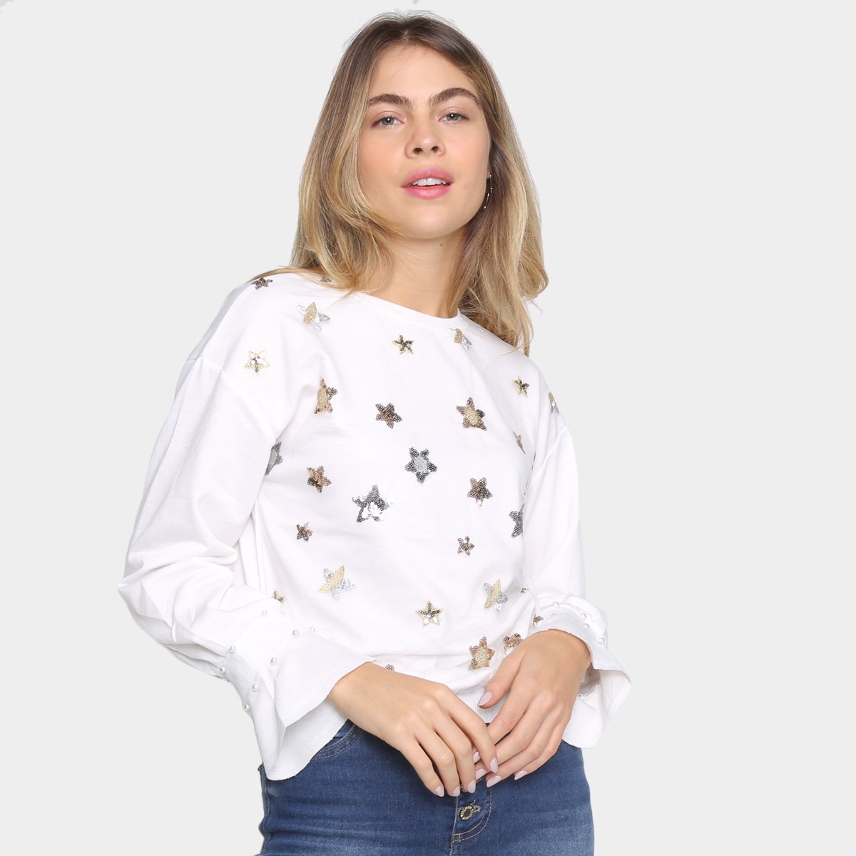 Blusa Malha Eagle Rock Estrela Manga Longa Feminina