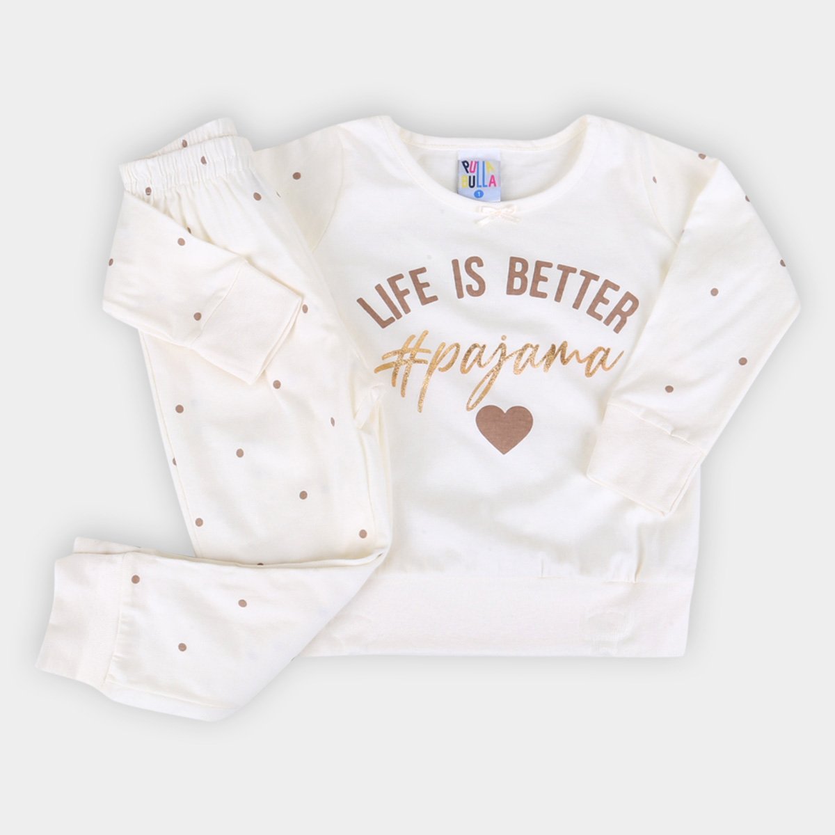 Pijama Longo Bebê Pulla Bulla Poá Feminino