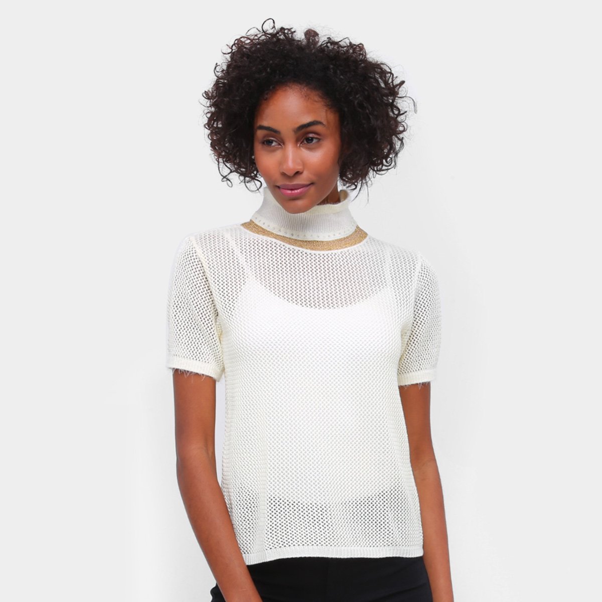 Blusa Maria Filó Tela Gola Alta Feminina
