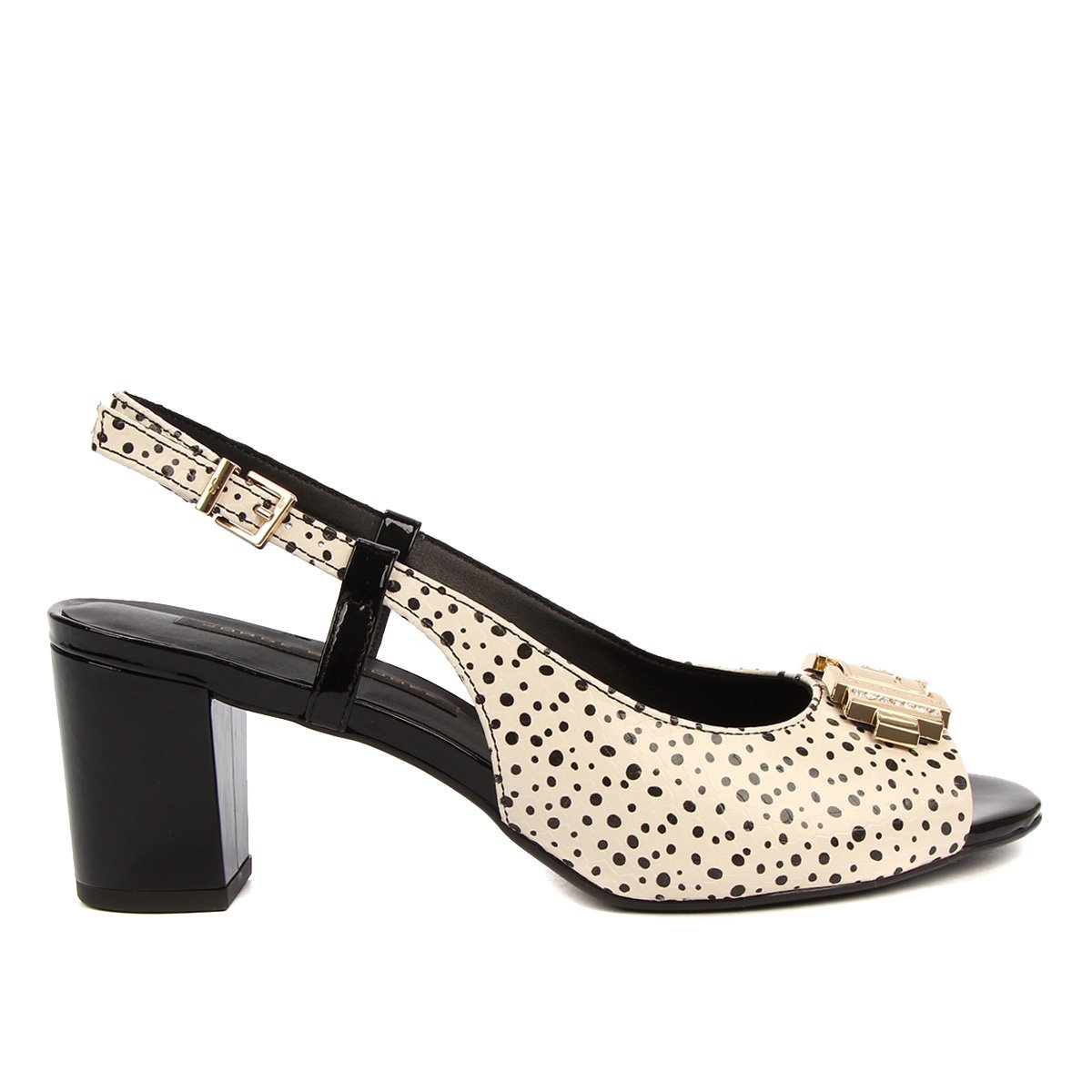 Peep Toe Couro Jorge Bischoff Poá Slingback