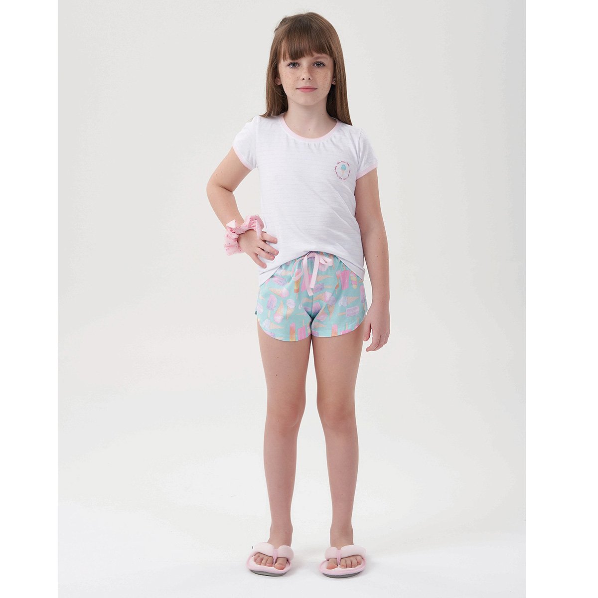 Pijama Infantil Cor Com Amor Shorts Doll Sorvetinho Feminino