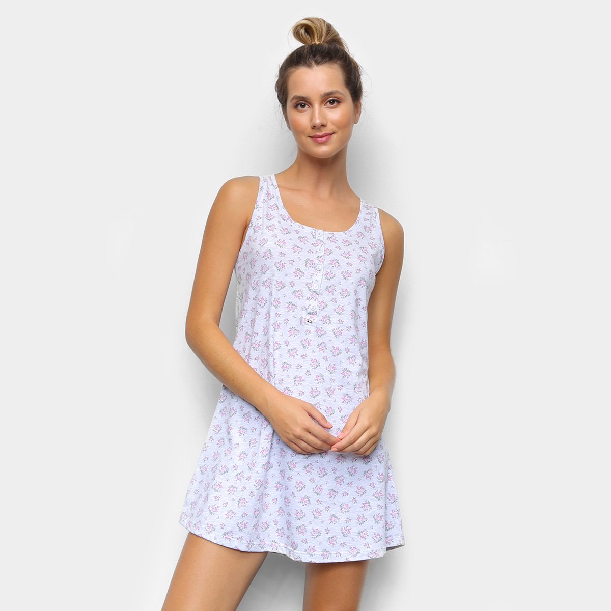 Camisola Cor Com Amor Regata Com Abertura Floral