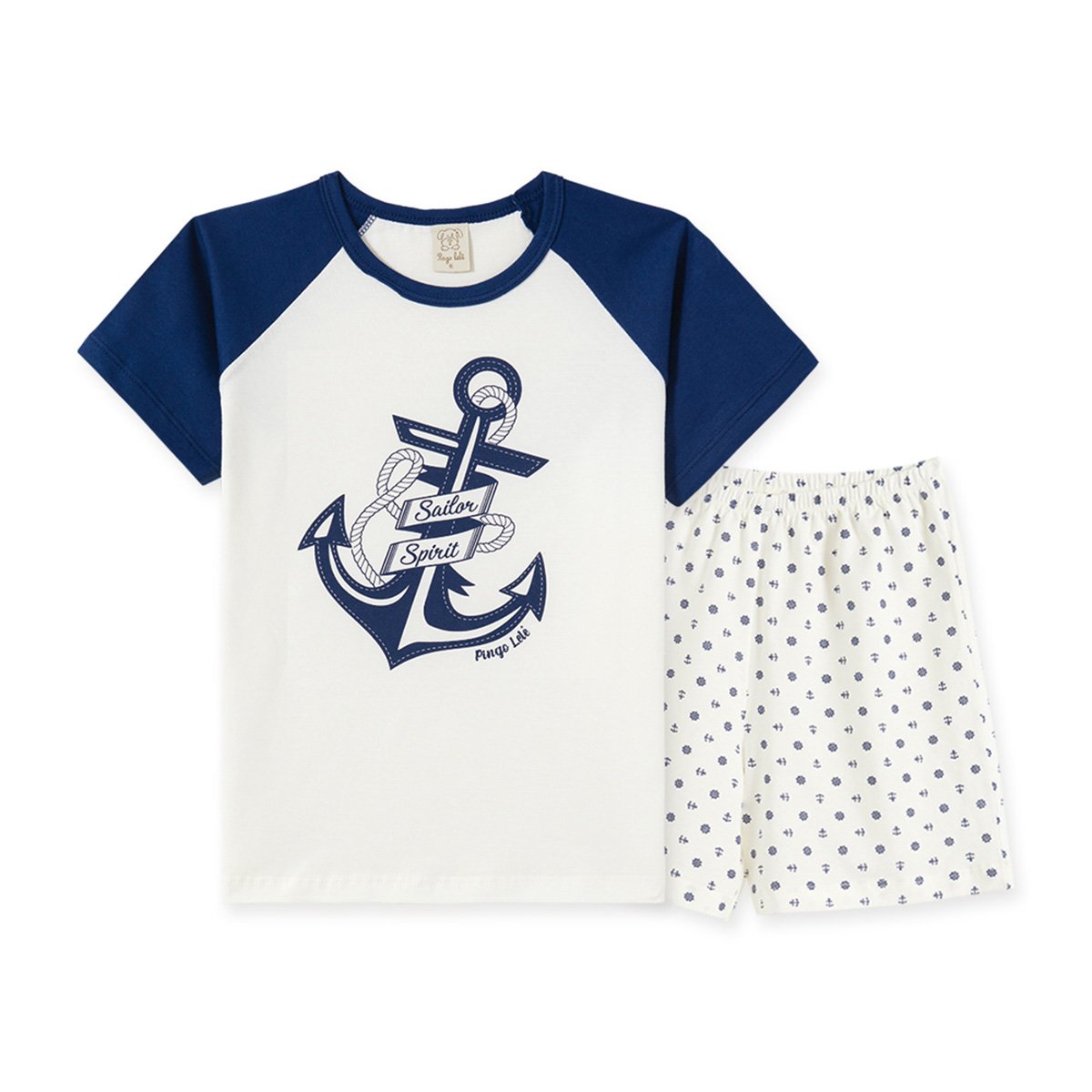 Pijama Curto Infantil Pingo Lelê Âncora Raglan Masculino