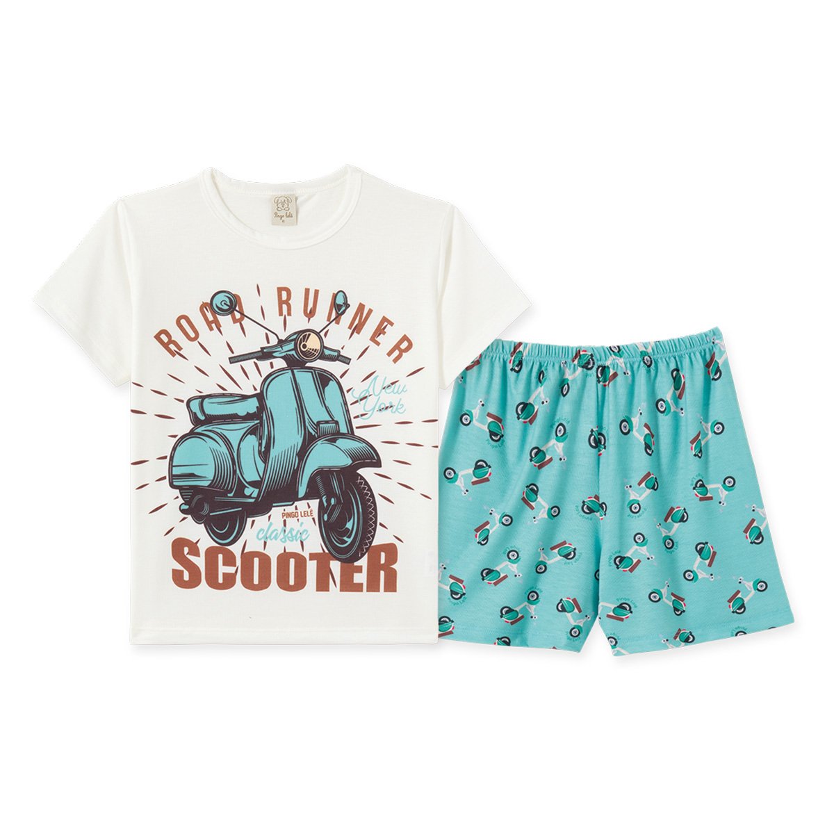 Pijama Infantil Pingo Lelê Camiseta Scooter + Bermuda Masculino