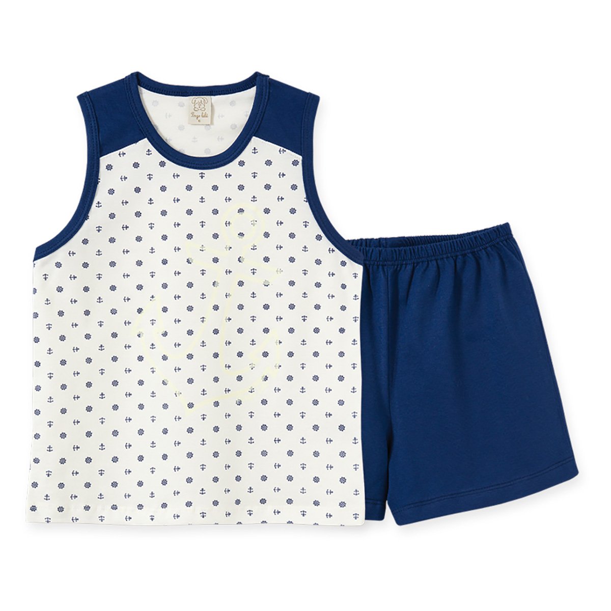 Pijama Juvenil Pingo Lelê Regata Âncora + Short Masculino
