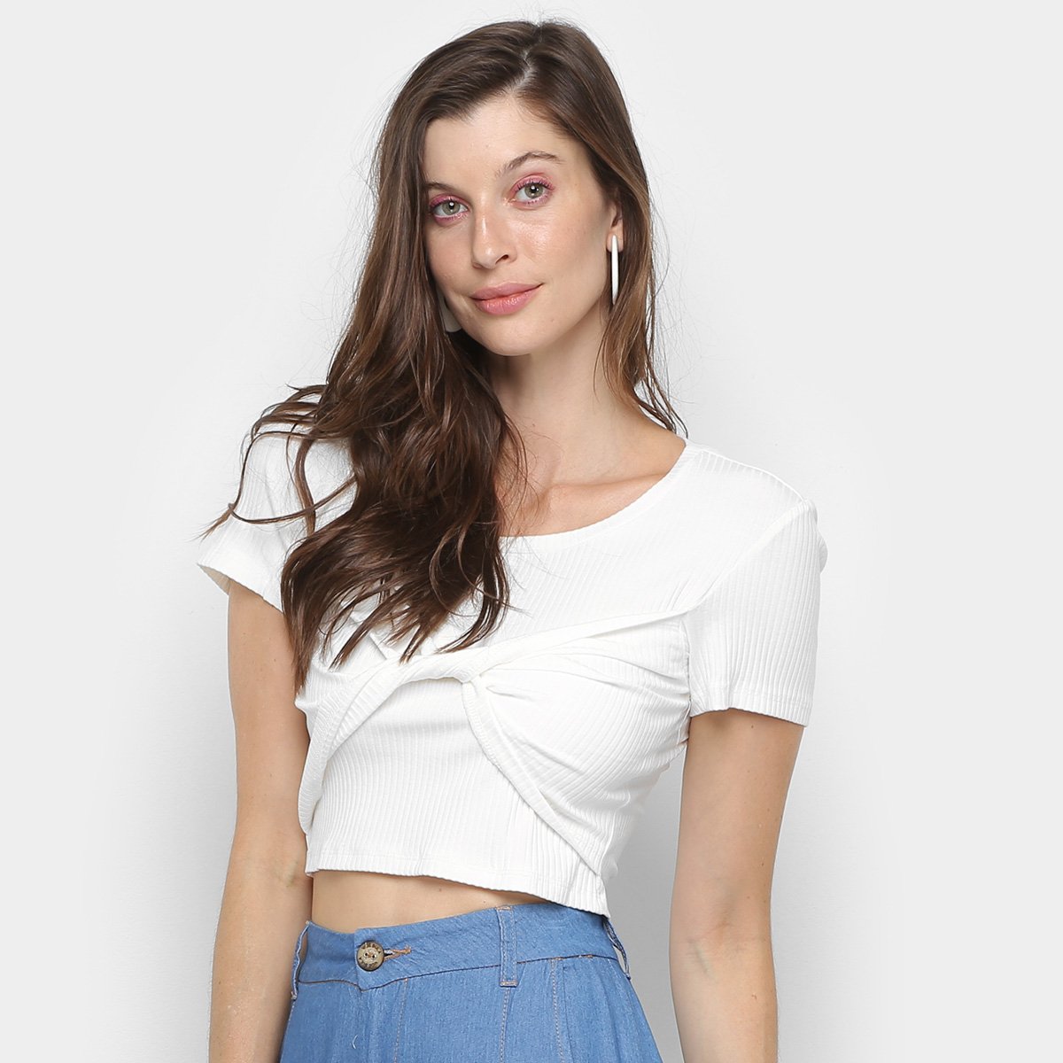 Blusa Cropped Vide Bula Torção Feminina