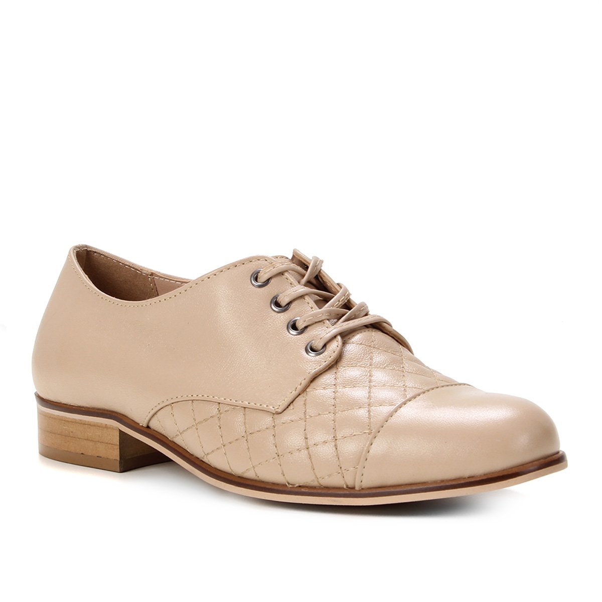 Oxford Couro Shoestock Salto Fachete Feminino